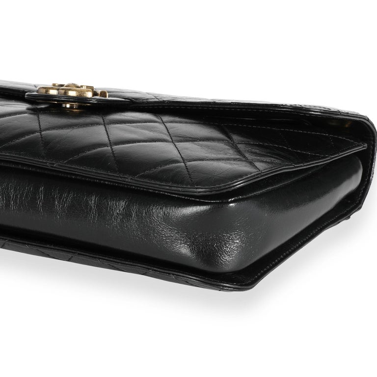 Chanel Black Aged Leather Perfect Edge Flap Bag For Sale at 1stDibs
