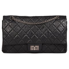 Chanel Black Aged Quilted Calfskin Leather 227 2.55 Reissue Flap Bag