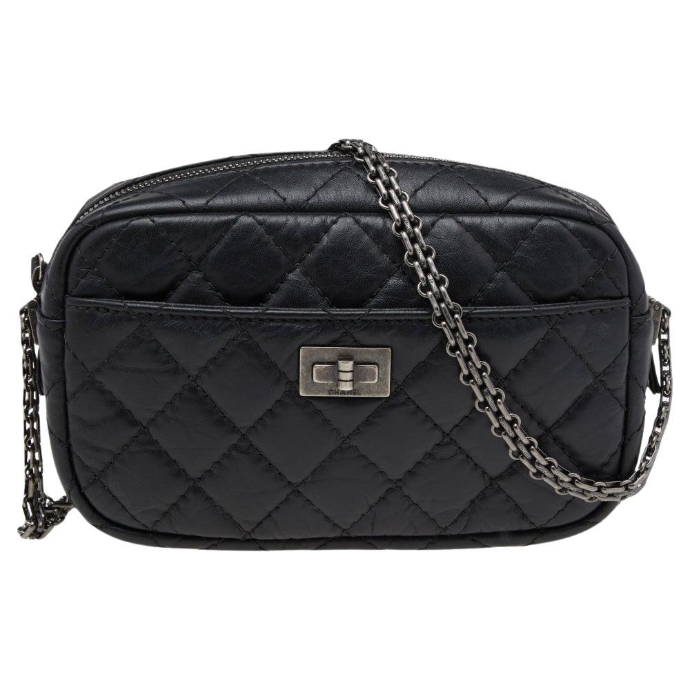 Chanel Black/Ivory Quilted Nylon Reissue Small Camera Case Bag