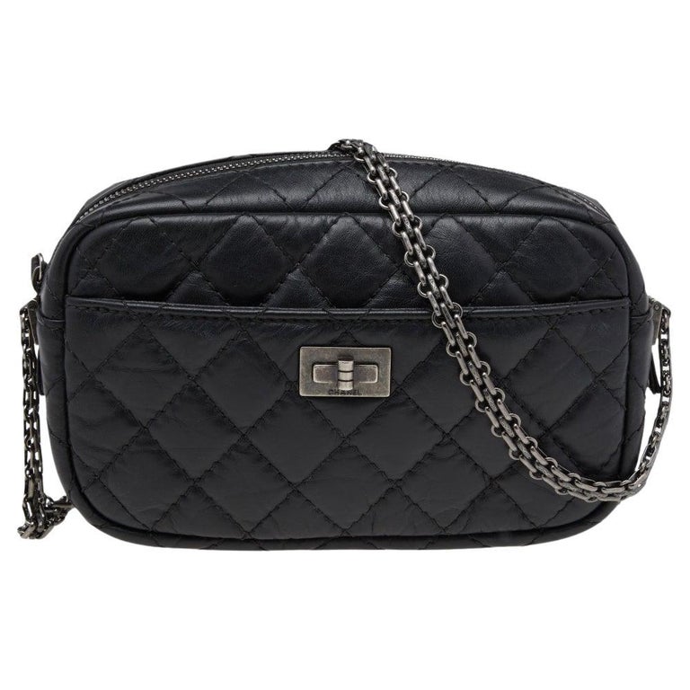 Chanel Black Aged Quilted Leather Mini Reissue Camera Bag Chanel