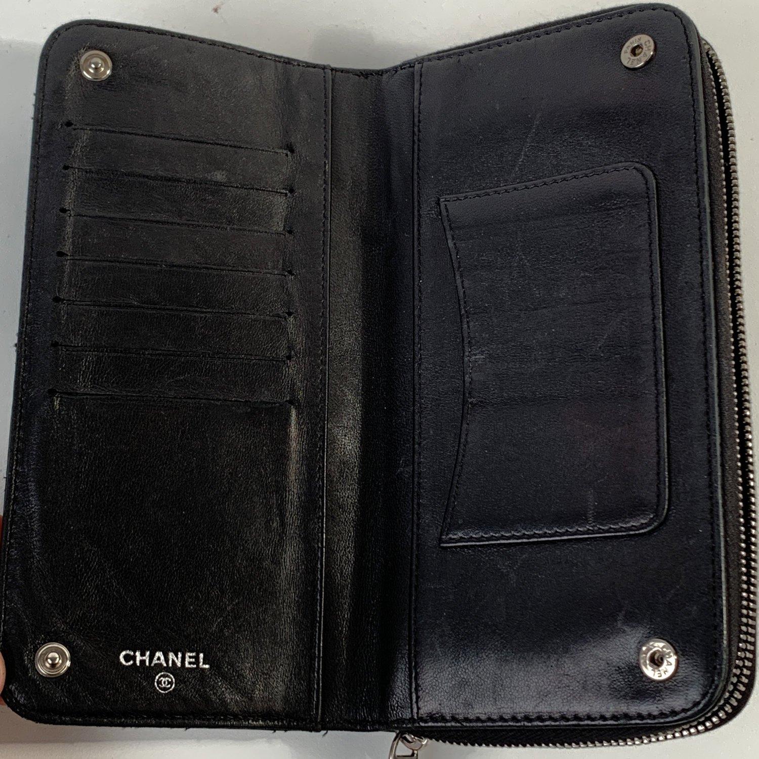 Chanel Black Aged Quilted Leather New York PNY Continental Wallet 5