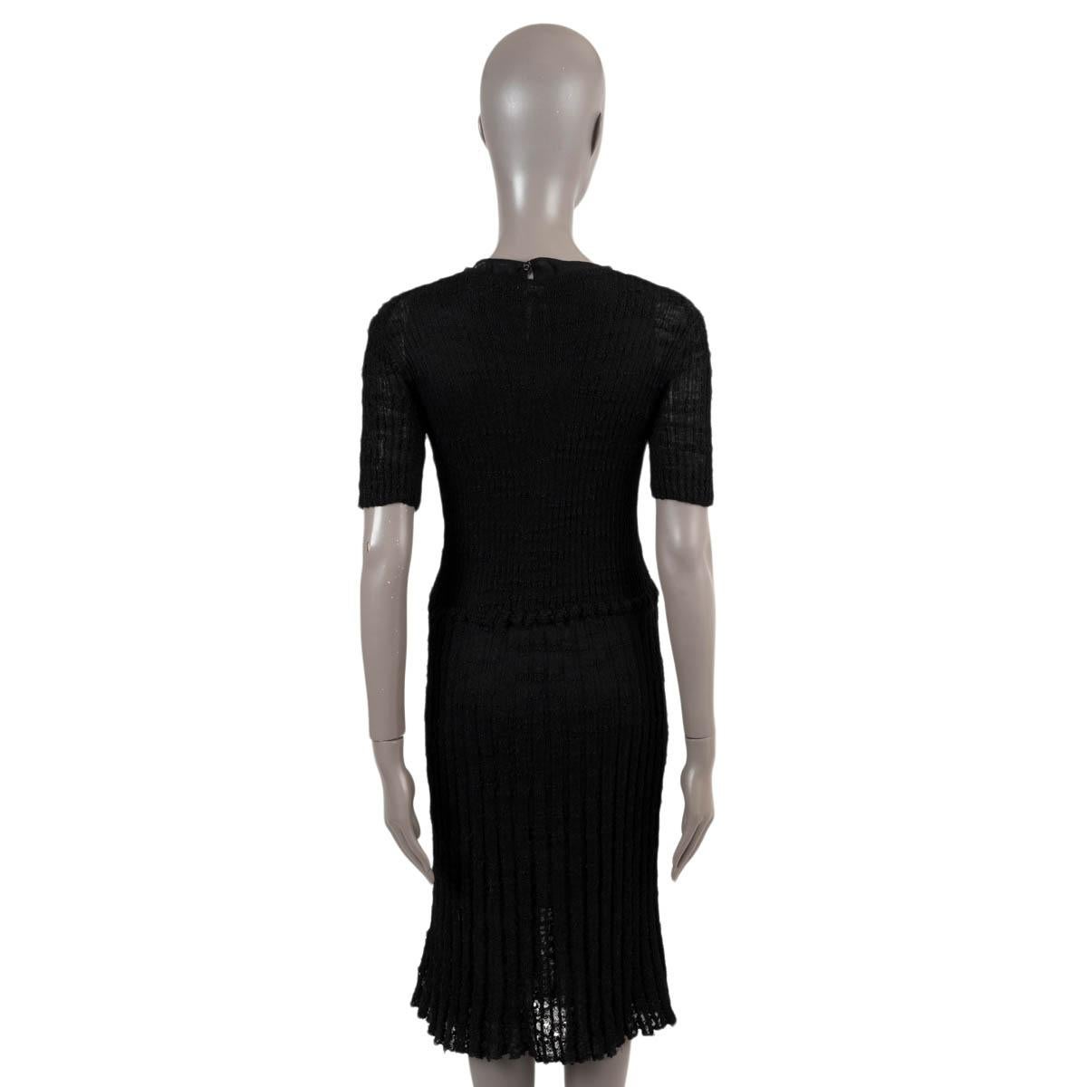 Women's CHANEL black alpaca 2016 16A ROME SEMI SHEER MIDI KNIT Dress 38 S For Sale