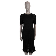 CHANEL noir alpaga 2016 16A ROME SEMI SHEER MIDI KNIT Robe 38 S