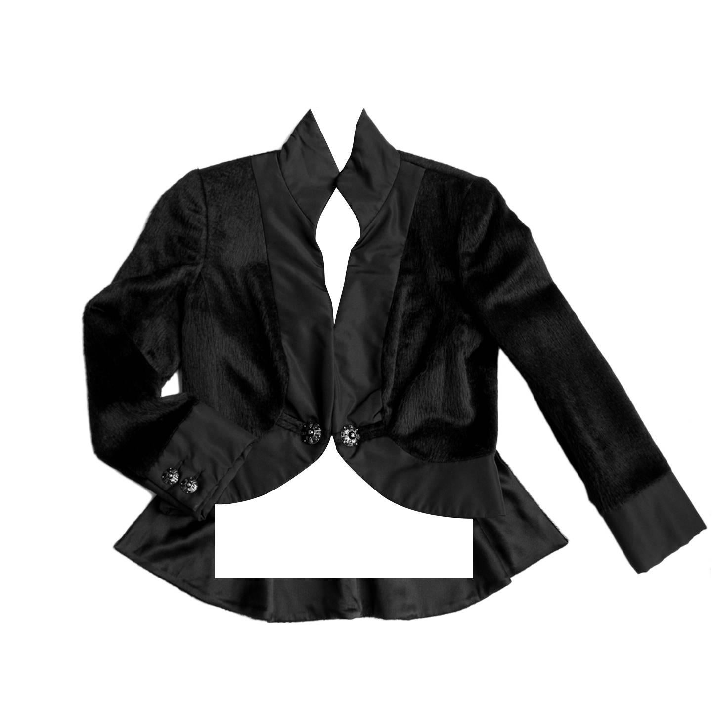 Chanel Black Alpaca Short Tuxedo Jacket For Sale