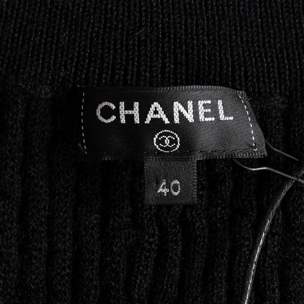 CHANEL black alpaca & wool 2018 18B TEXTURED KNIT Dress 40 M For Sale 4