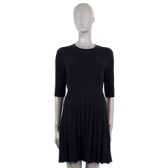 CHANEL black alpaca & wool 2018 18B TEXTURED KNIT Dress 40 M