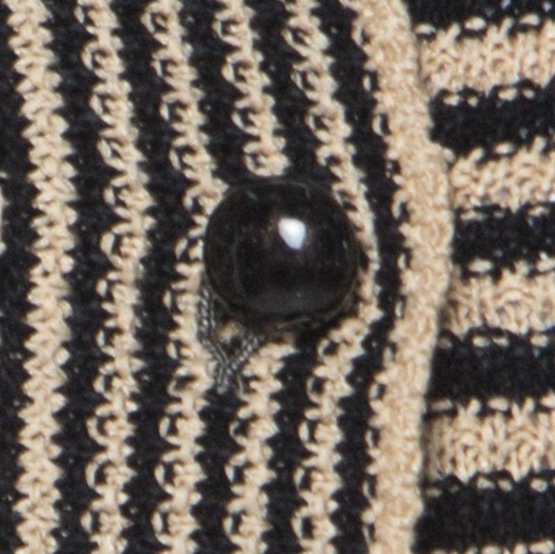 Chanel Black and Beige Striped Pattern Crochet Knit Silk Blend Cardigan S 2