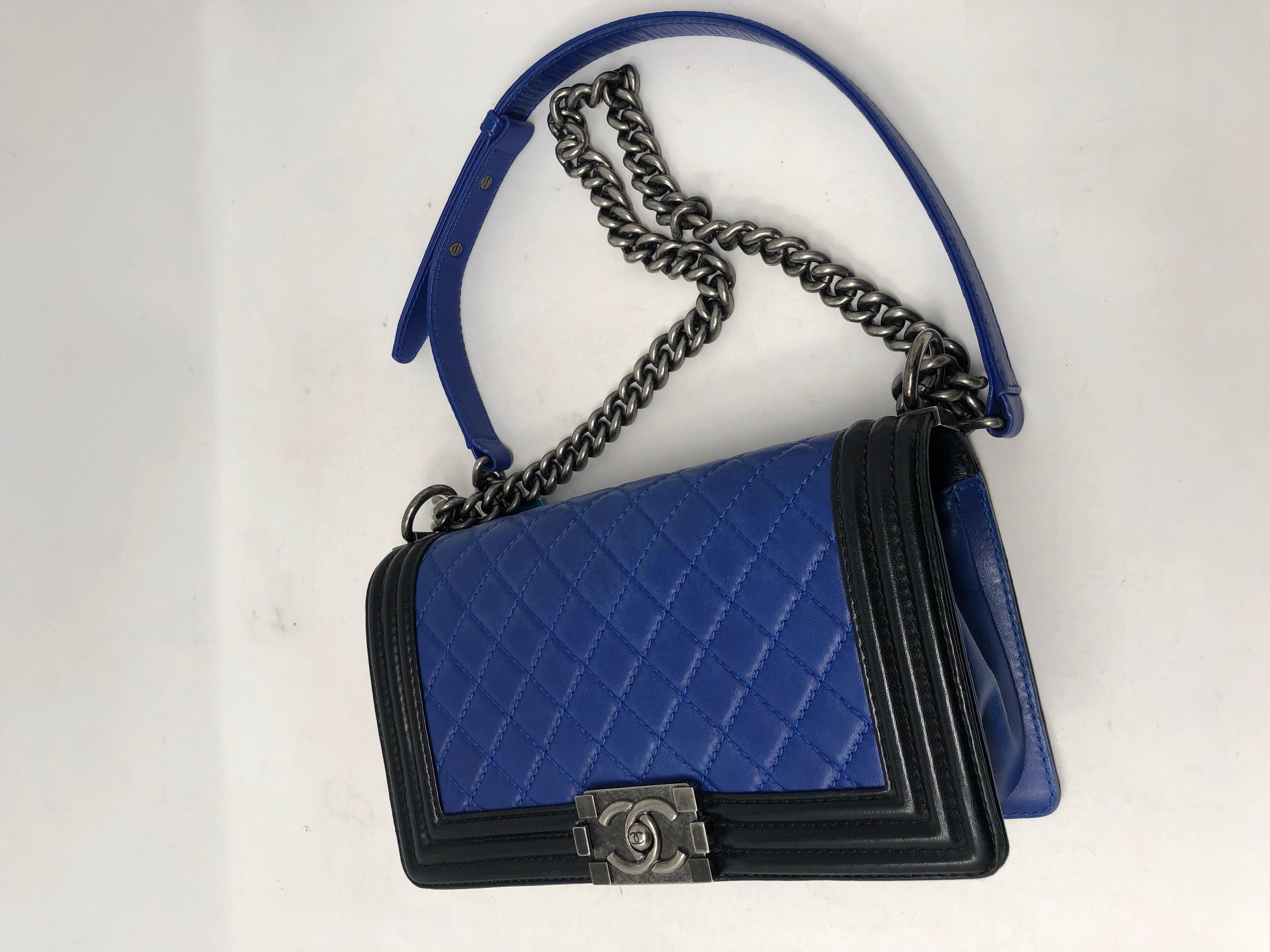 Chanel Black and Blue Boy Bag  3