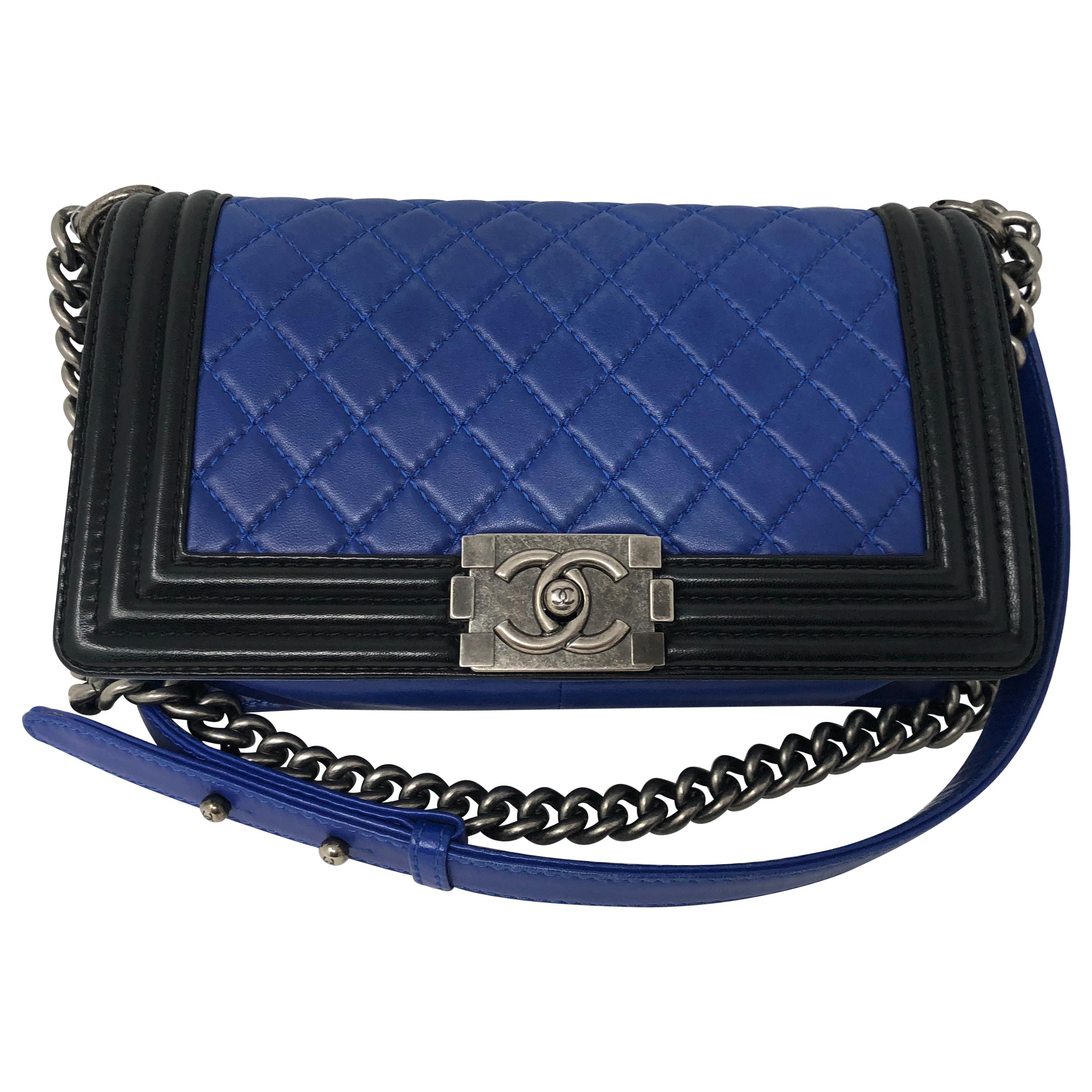 Chanel Black and Blue Boy Bag 