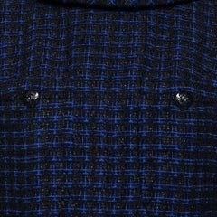 Chanel Black and Blue Tweed Pleated Dress L