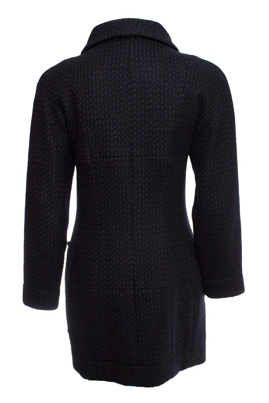 Chanel, black and blue wool coat. For Sale 5