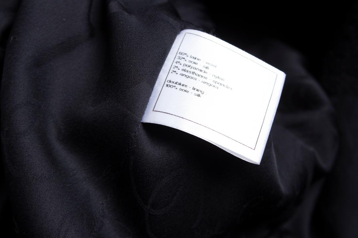 Chanel, black and blue wool coat. For Sale 1