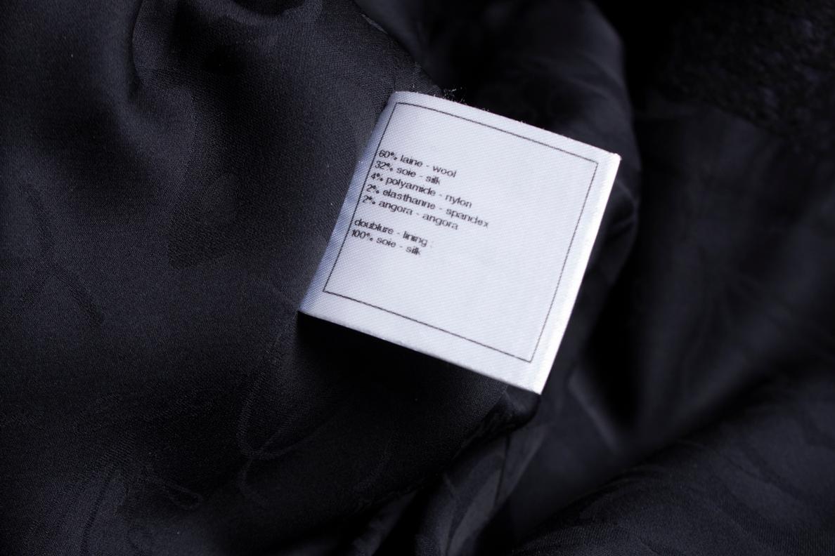 Chanel, black and blue wool coat. For Sale 2