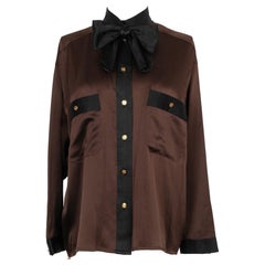 Chanel Black and Brown Silk Blouse, 1990s
