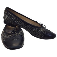 Chanel Black and Brown Tweed Ballet Flat
