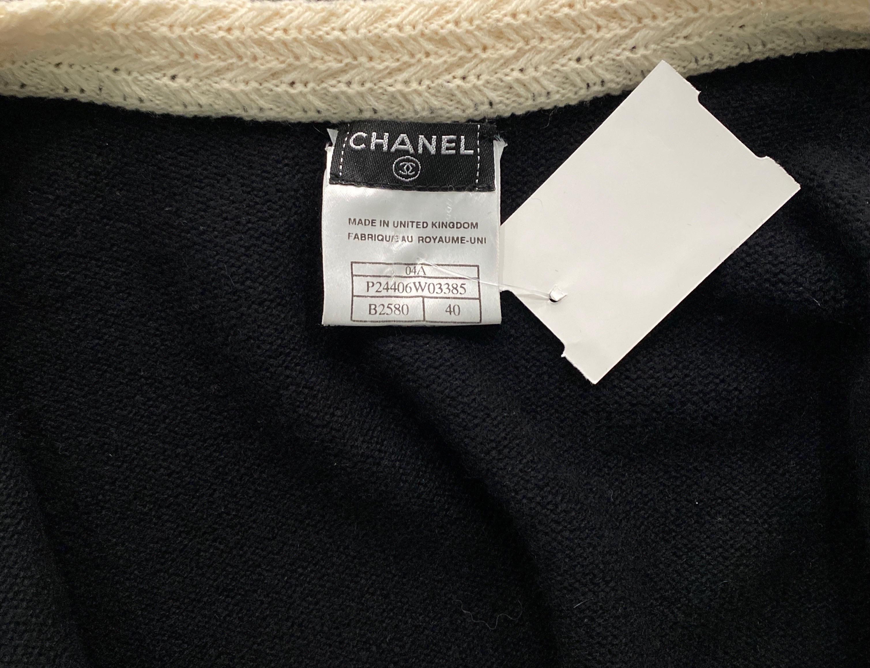 Chanel Black and Cream Cashmere Coat -Size 40- 2004A 11