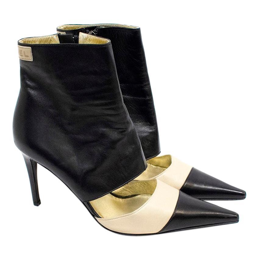 Chanel Black and Cream Cut Out Ankle 