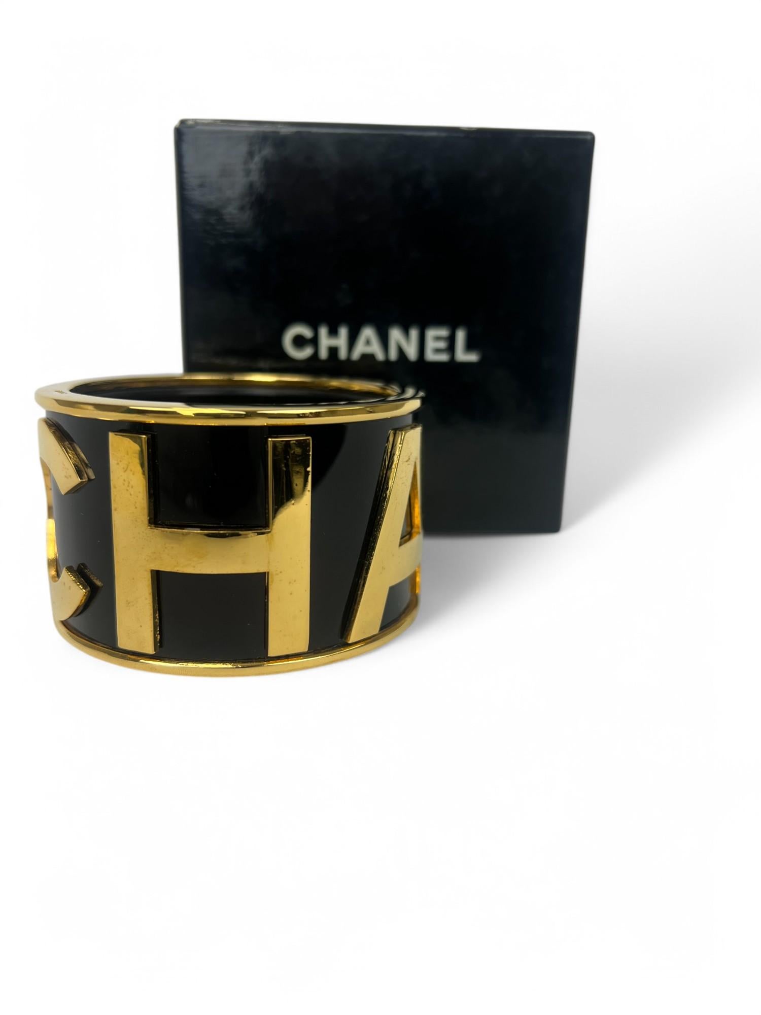 Chanel Black and Gold Cuff 1990/1991 For Sale 2