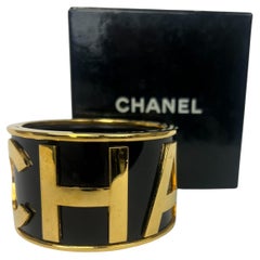 Vintage Chanel Black and Gold Cuff 1990/1991