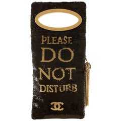 Chanel Black and Gold Sequin DO NOT DISTURB Evening Bag Clutch
