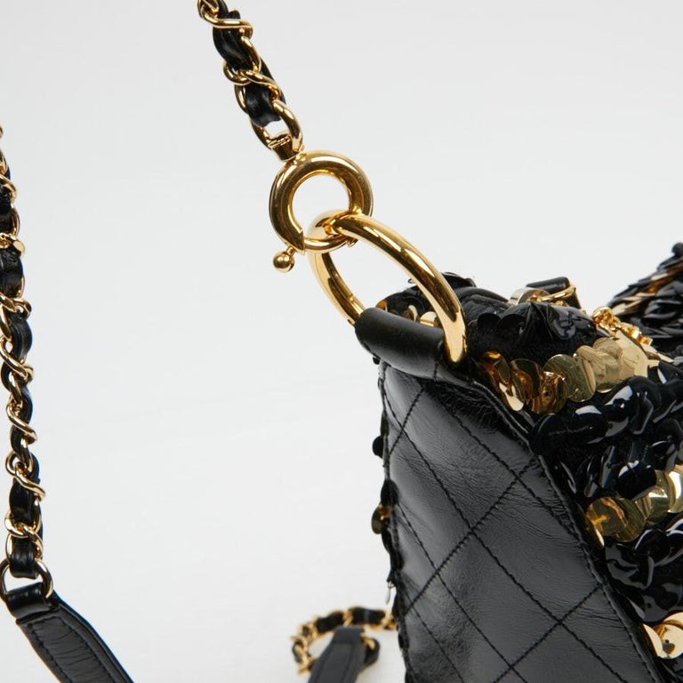 Chanel Black and Gold Sequins Bag For Sale 13