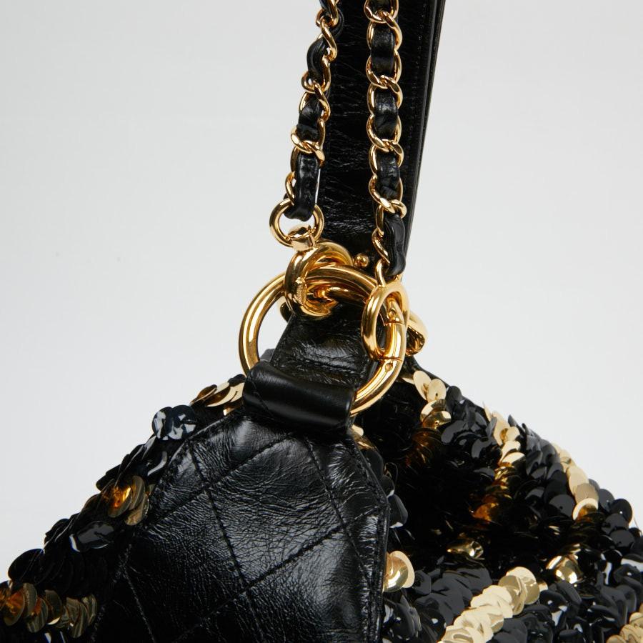 Chanel Black and Gold Sequins Bag 16