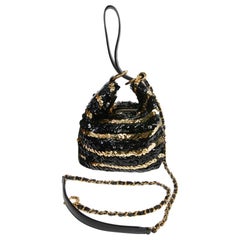 Chanel RARE COLLECTORS Black Vintage Quilted Satin Micro Flap Bag Necklace  For Sale at 1stDibs