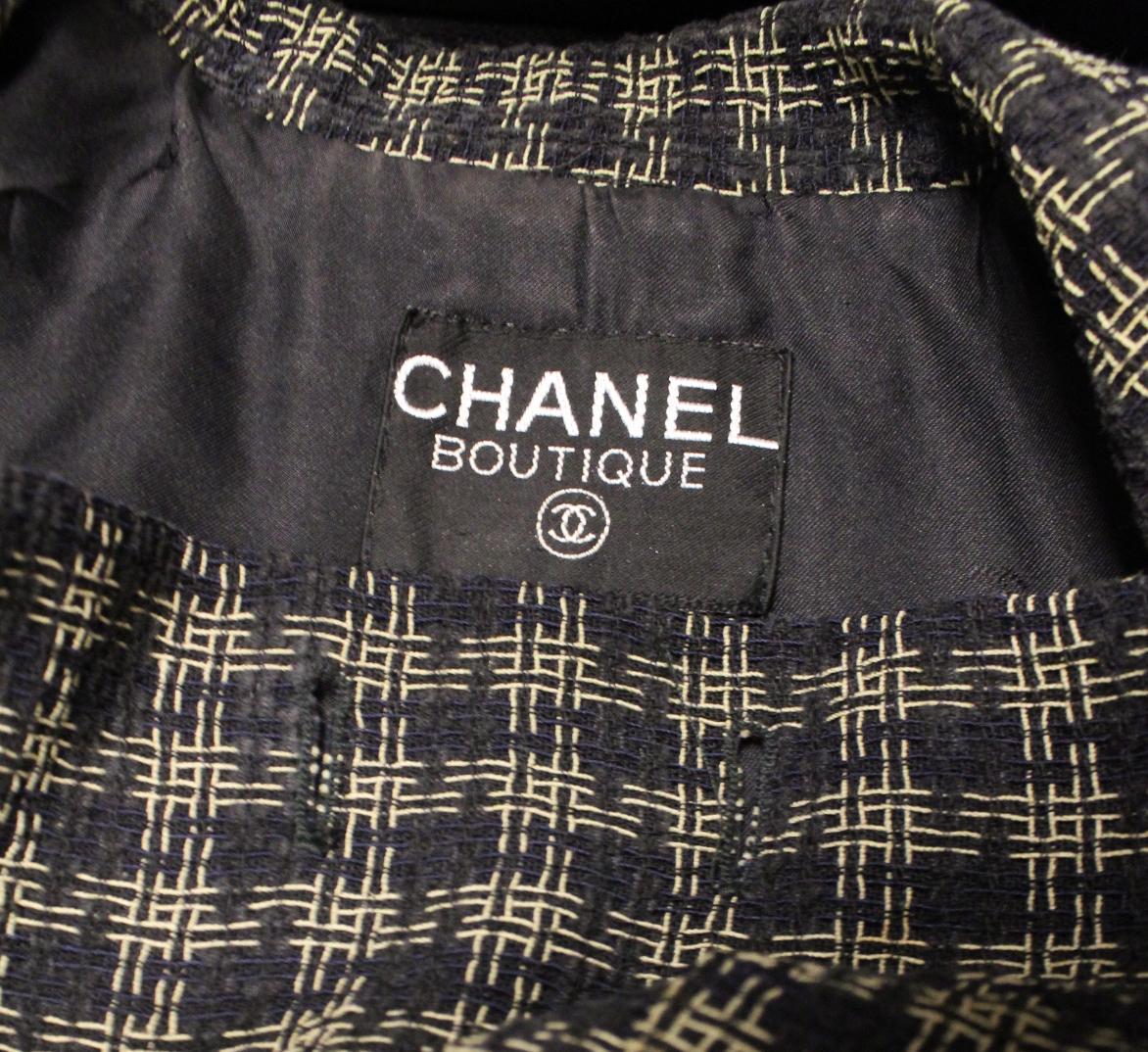 Chanel Black and Gold Tone Check Cropped Jacket In Excellent Condition In Palm Beach, FL