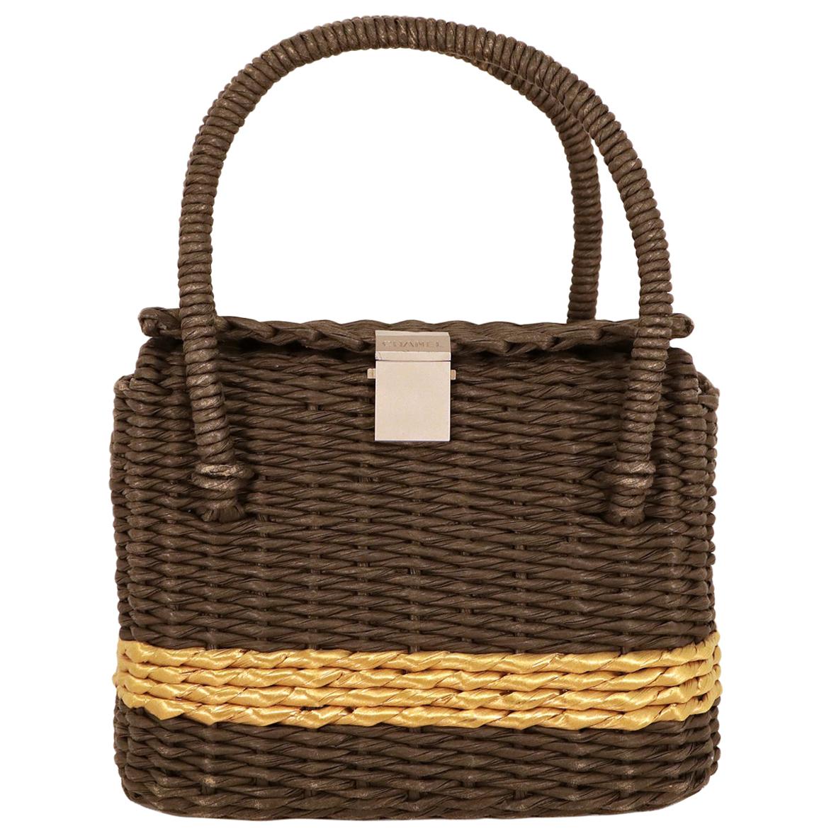 Chanel Black and Gold Wicker Basket Bag 