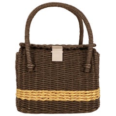 Chanel Black and Gold Wicker Basket Bag