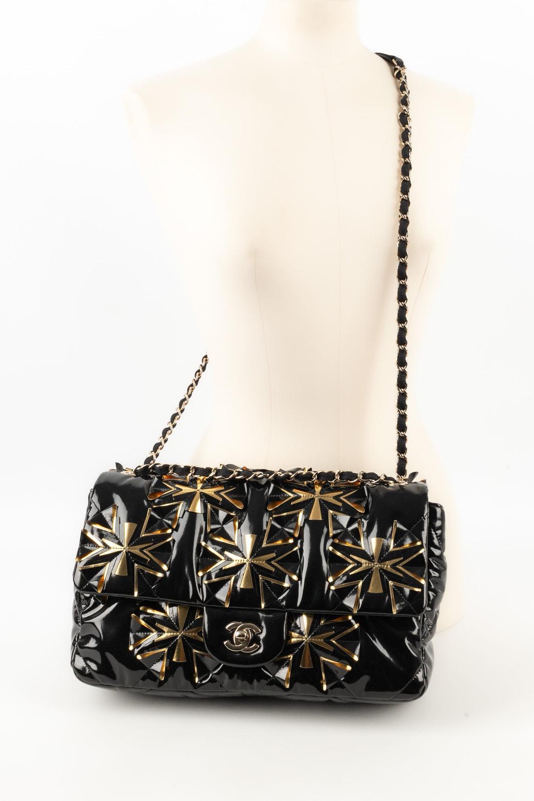 Chanel Black and Golden Flexible Patent Leather Timeless Bag, 2019 For Sale 1