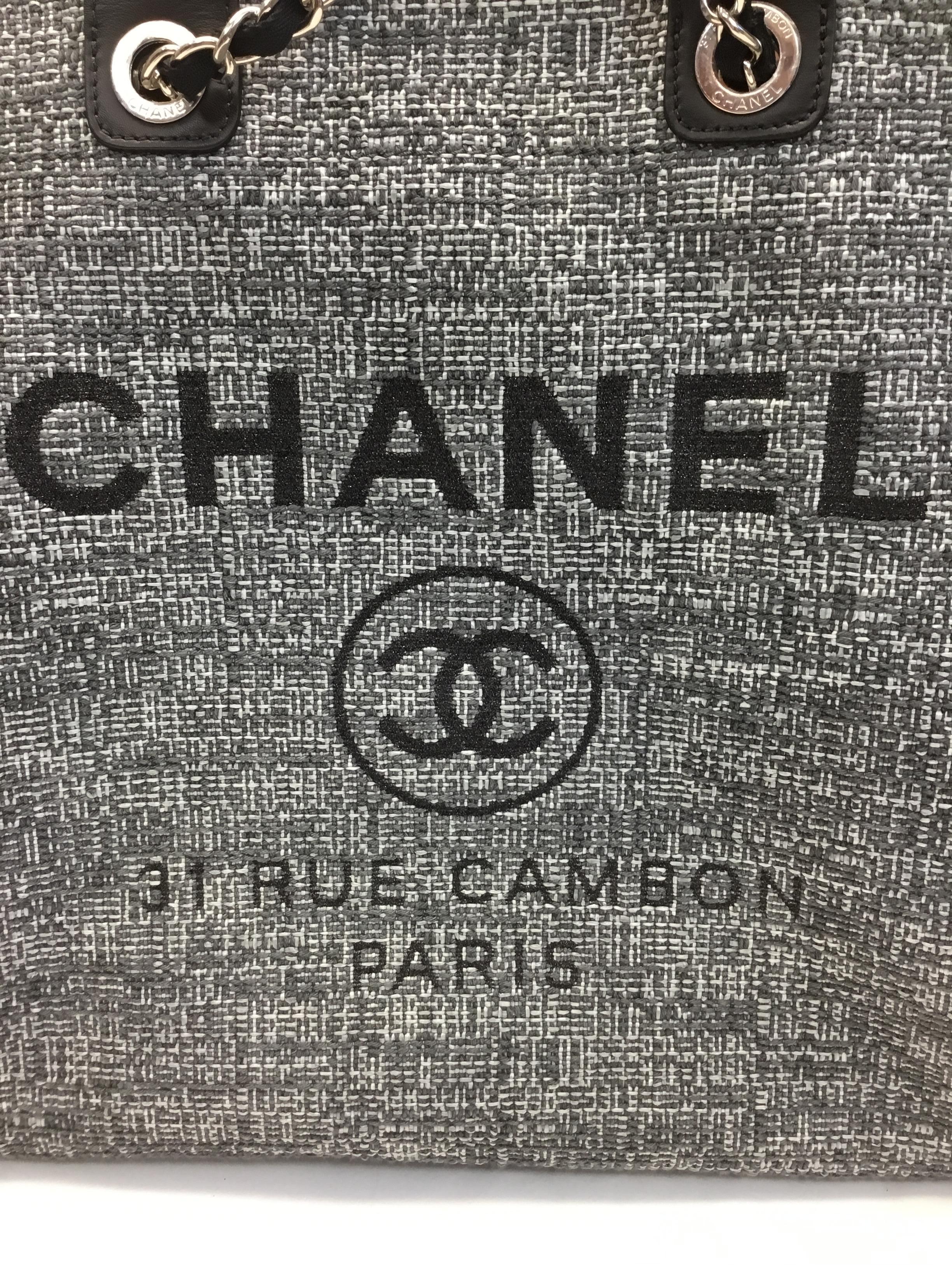 Chanel Black and Gray Grand Deauville Tote For Sale 1