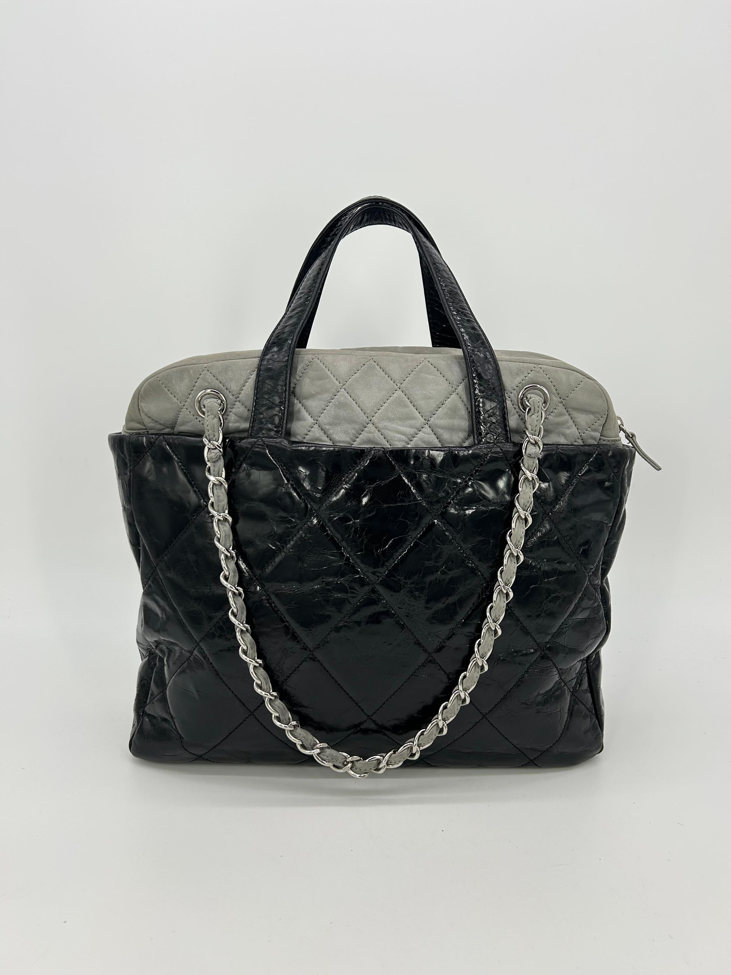 Chanel Black and Grey Portobello Tote In Excellent Condition For Sale In Philadelphia, PA