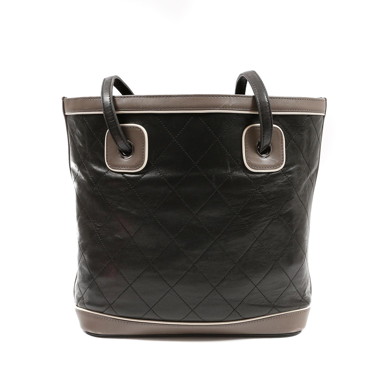 grey quilted handbag