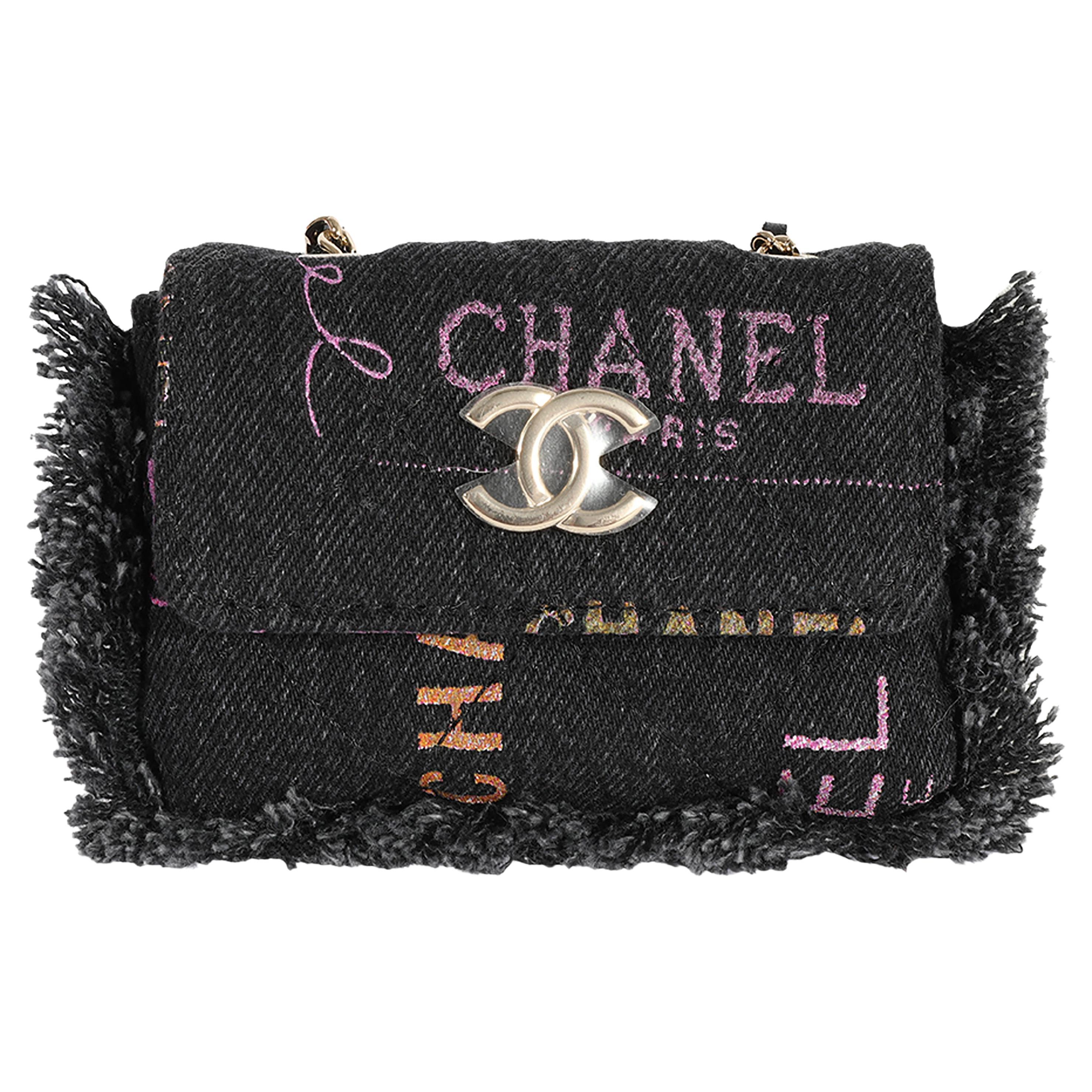 Chanel Black and Multicolor Quilted Denim Mood Belt Bag
