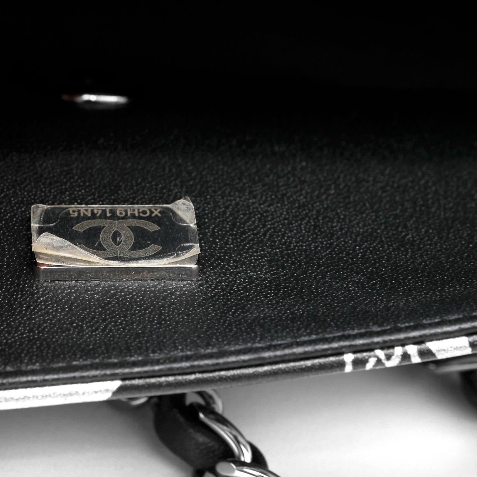 Chanel Black and Silver Lambskin Mini Classic Limited Edition For Sale 2