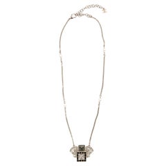 Chanel Black and Silver Tone Chain Necklace