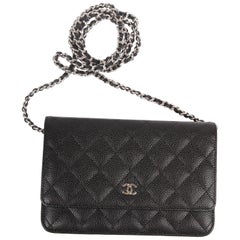 Chanel Black and Silver Wallet On Chain Bag