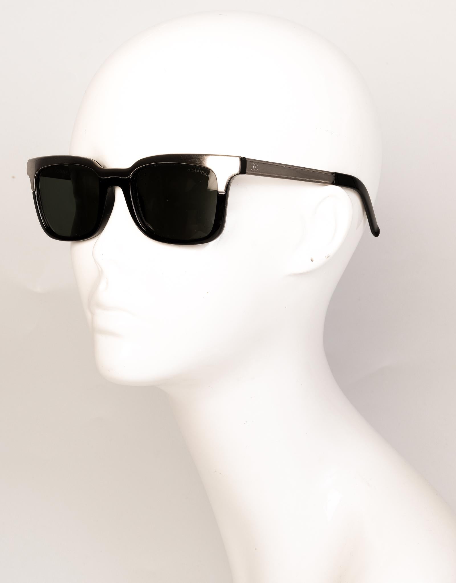 Chanel Black and Sliver Sunglasses 2