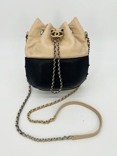 Chanel Black and Tan Leather Gabrielle Bucket Shoulder Bag Rare Color