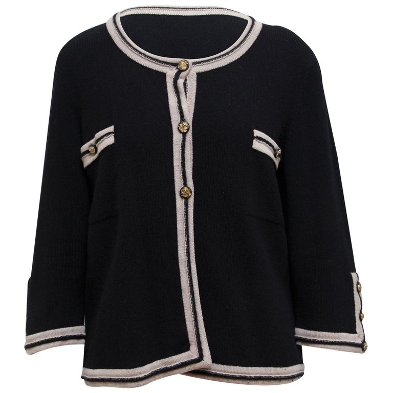 Chanel Black and Taupe Cardigan For Sale at 1stDibs
