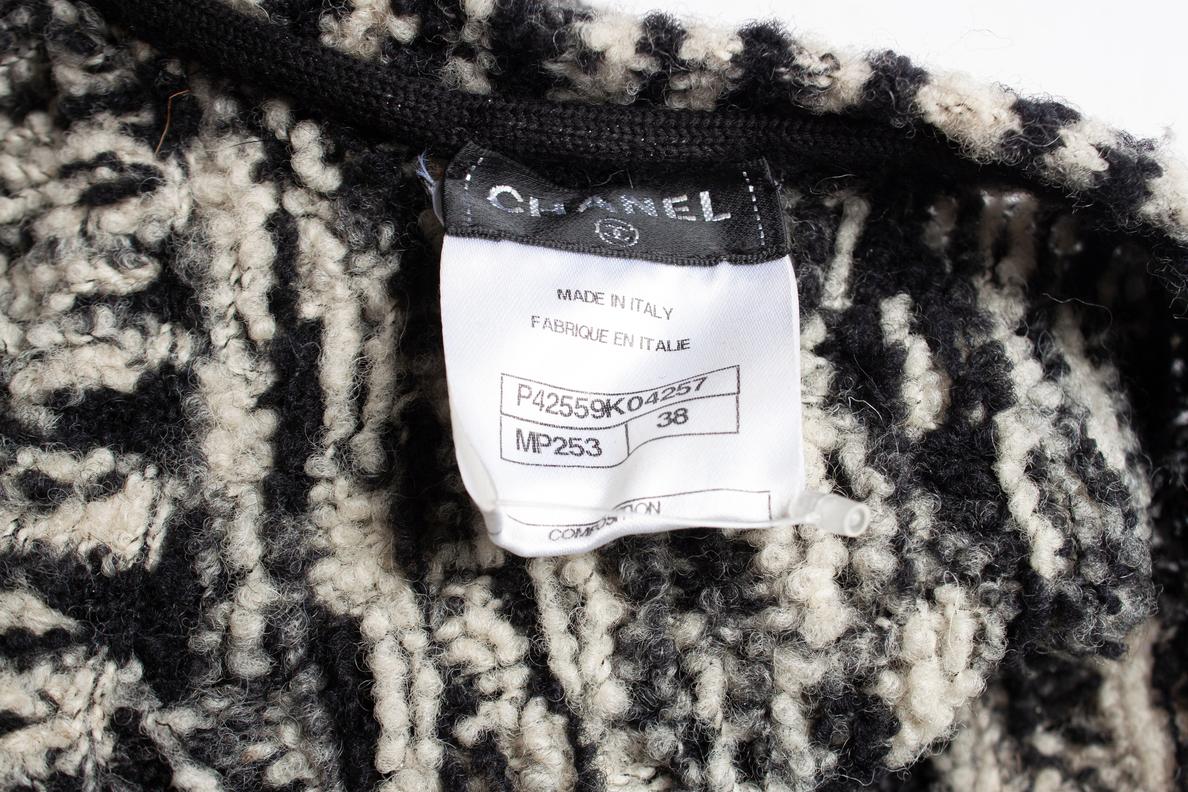 Women's Chanel, Black and white boucle knit maxi gown For Sale
