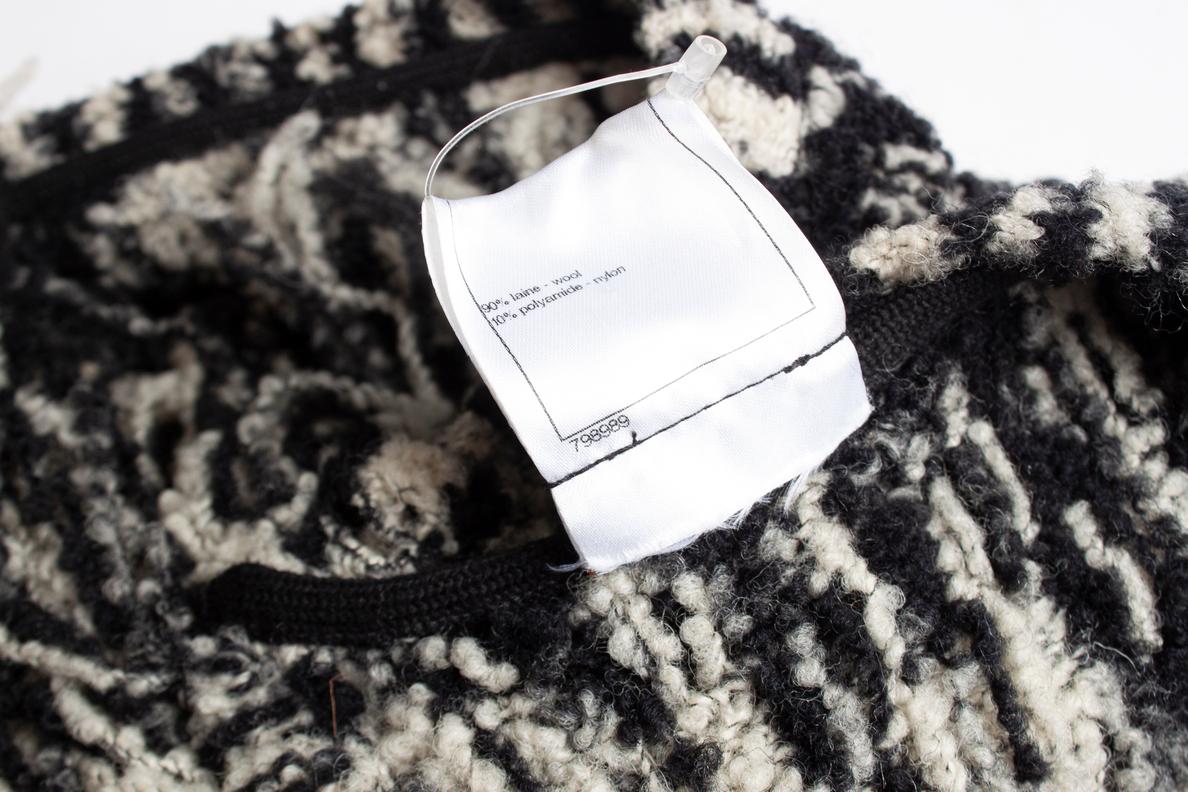 Chanel, Black and white boucle knit maxi gown For Sale 2
