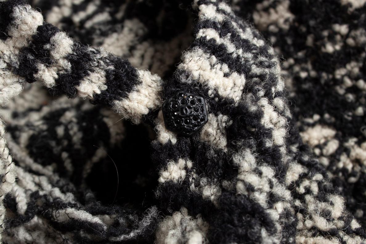 Chanel, Black and white boucle knit maxi gown For Sale 3