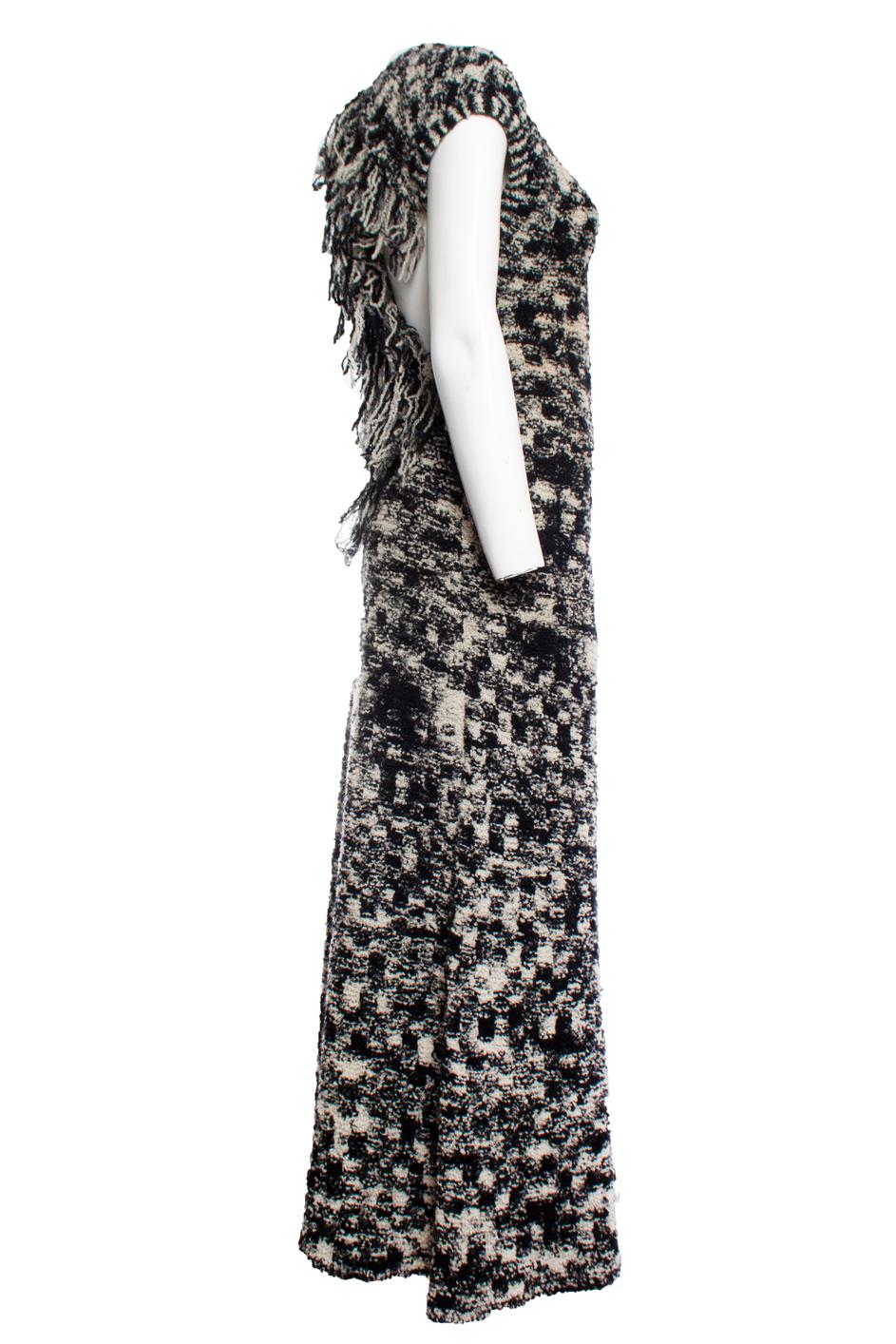 Chanel, Black and white boucle knit maxi gown For Sale 4