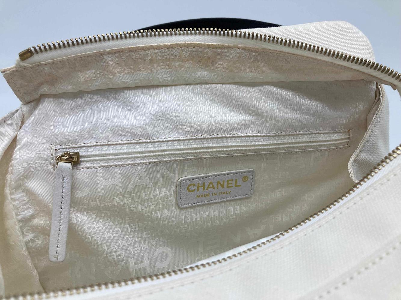 Chanel Black and White Canvas Marshmallow Bag 4
