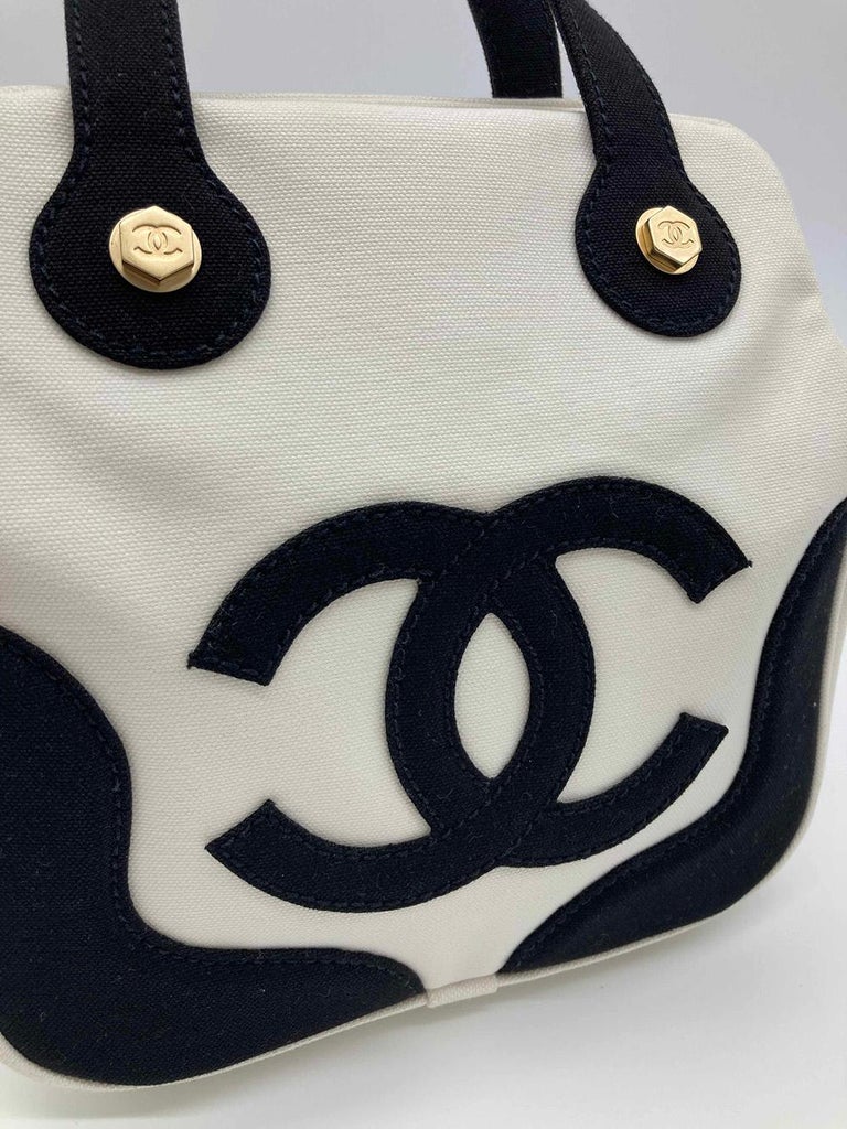 Chanel Black and White Canvas Marshmallow Bag at 1stDibs