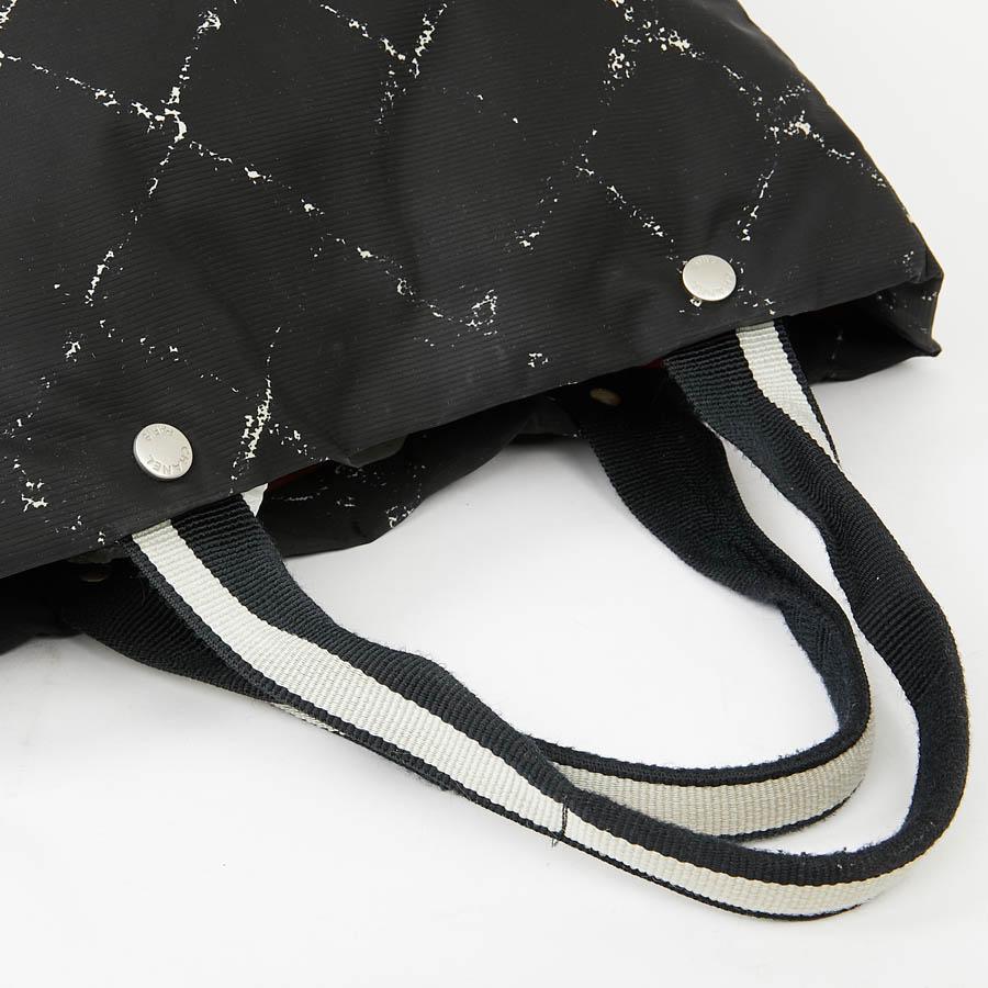CHANEL Black And White Canvas Tote Bag 6