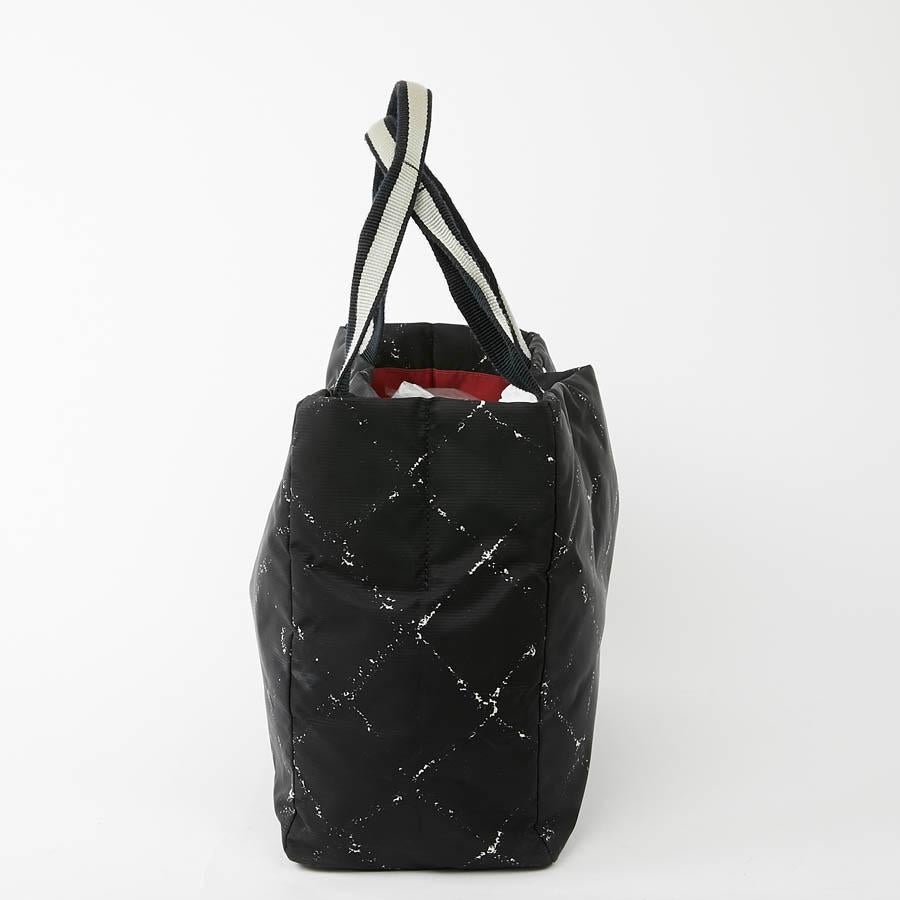 Women's CHANEL Black And White Canvas Tote Bag