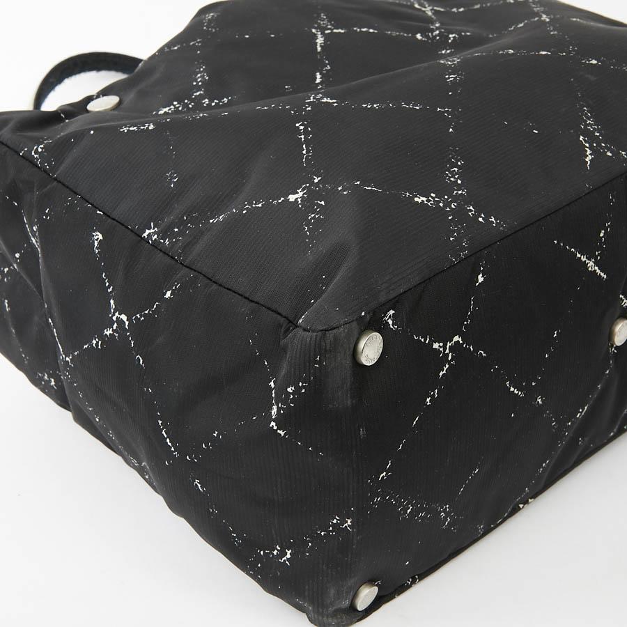 CHANEL Black And White Canvas Tote Bag 1